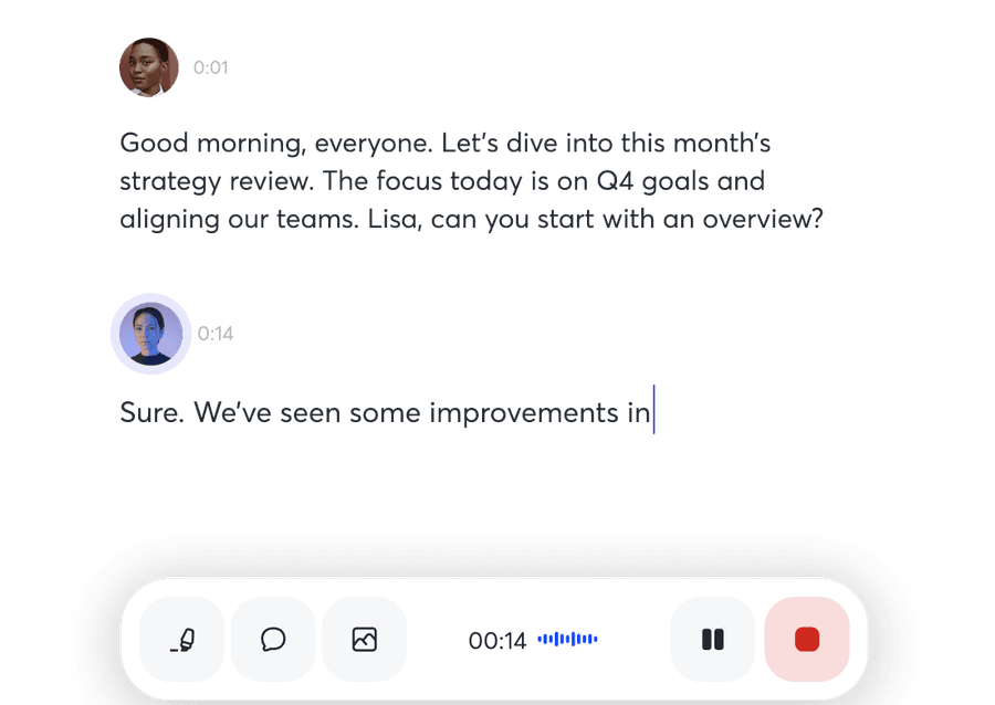 Otter.ai live transcription screenshot